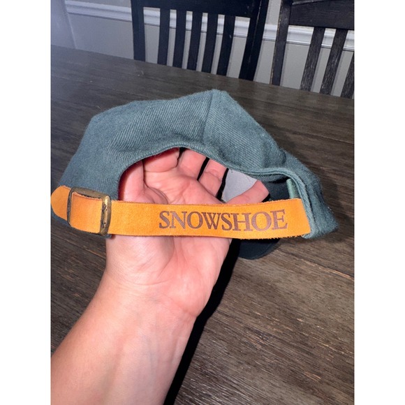 Merkley Headgear Snowshoe Mountain Hat Green Cotton Leather Strapback Ski Cap - Picture 2 of 4